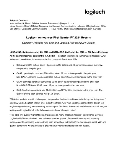 Thumbnail Logitech Quarterly Report 2024-q1