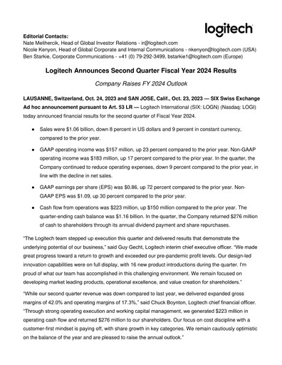 Thumbnail Logitech Quarterly Report 2024-q2