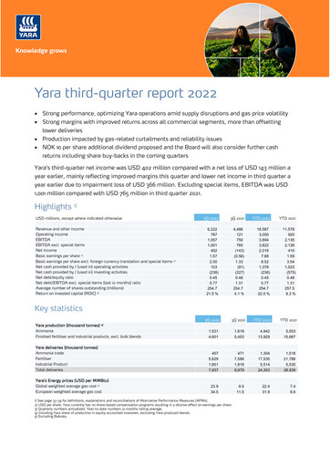 Thumbnail Yara International
 Quarterly Report 2022-q3