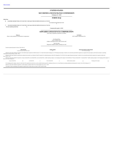 Thumbnail Edwards Lifesciences Quarterly Report 2023-q2