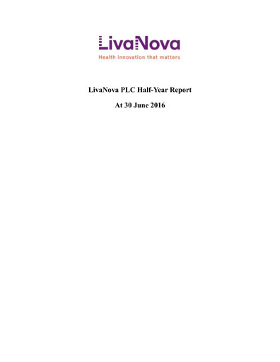 Thumbnail LivaNova Half-year Report 2016-h1