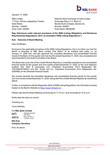 Thumbnail RBL Bank
 Quarterly Report 2025-q3