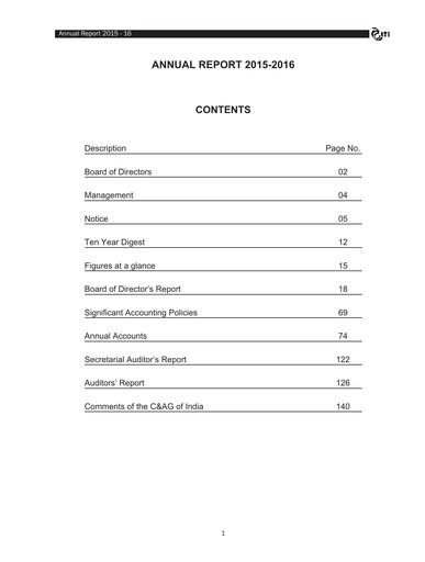 Thumbnail Indian Telephone Industries Annual Report 2015-2016