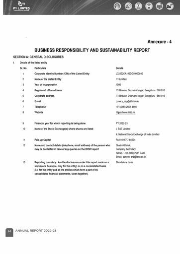 Thumbnail Indian Telephone Industries ESG Report 2022-2023