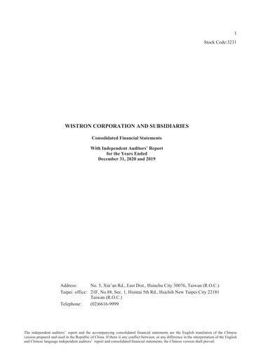 Thumbnail Wistron Corporation Financial Statement 2020