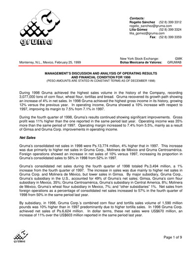 Vorschaubild Gruma (Maseca)
 Finanzmitteilung 1998