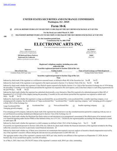 Thumbnail Electronic Arts Annual Report 2025