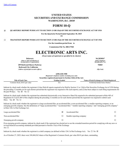 Thumbnail Electronic Arts Quarterly Report 2026-q2