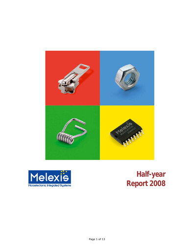 Miniature Melexis NV Rapport semestriel 2008-h1