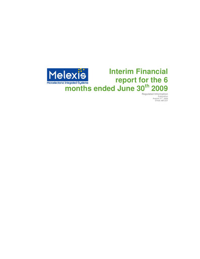 Miniature Melexis NV Rapport semestriel 2009-h1