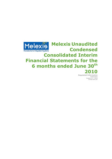 Miniature Melexis NV Rapport semestriel 2010-h1