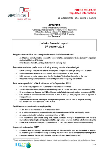 Thumbnail Aedifica Quarterly Report 2025-q3