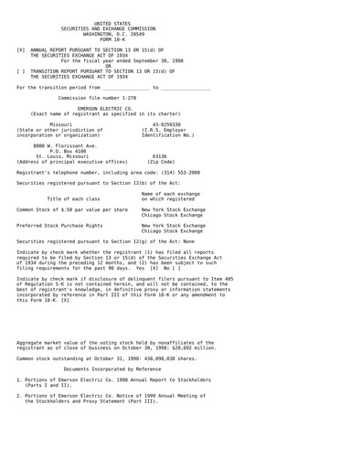Thumbnail Emerson Annual Report 1998