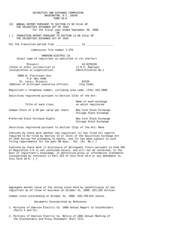 Thumbnail Emerson Annual Report 2000