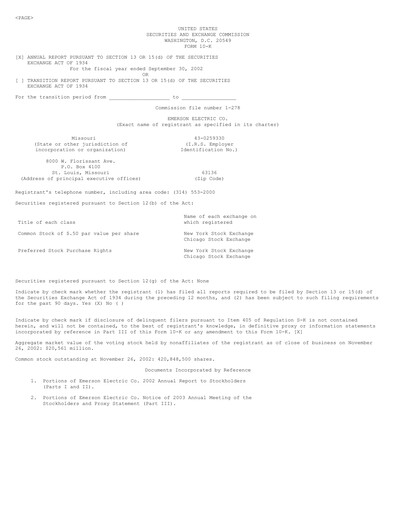 Thumbnail Emerson Annual Report 2002
