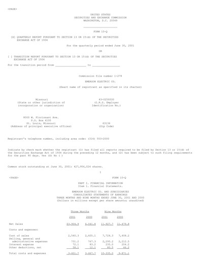 Vorschaubild Emerson Quartalsbericht 2001-q3