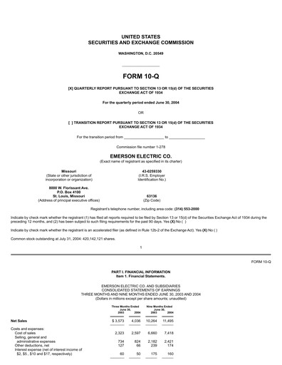 Vorschaubild Emerson Quartalsbericht 2004-q3