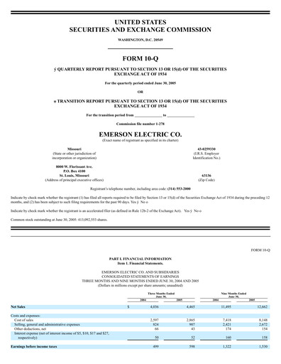 Vorschaubild Emerson Quartalsbericht 2005-q3