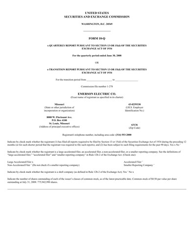 Vorschaubild Emerson Quartalsbericht 2008-q3