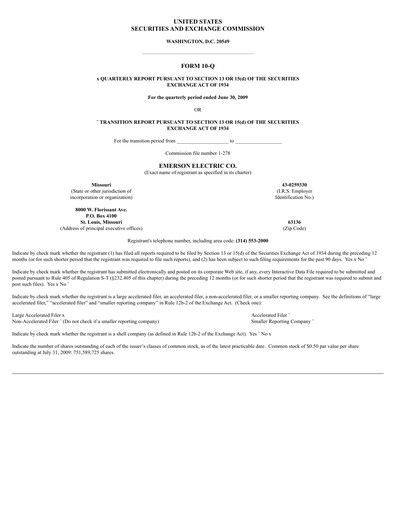 Vorschaubild Emerson Quartalsbericht 2009-q3