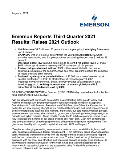 Vorschaubild Emerson Quartalsbericht 2021-q3