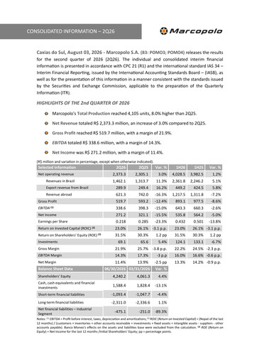 Miniature Marcopolo Rapport trimestriel 2026-q2