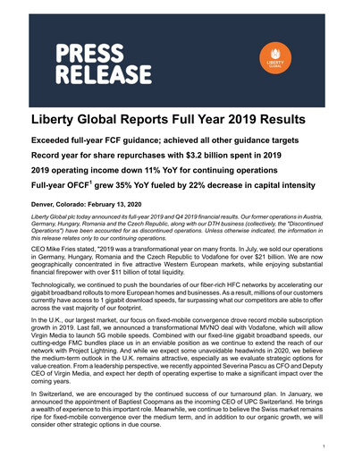Thumbnail Liberty Global Financial Report 2019