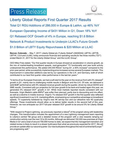 Thumbnail Liberty Global Quarterly Report 2017-q1