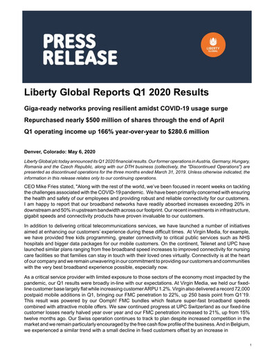 Thumbnail Liberty Global Quarterly Report 2020-q1