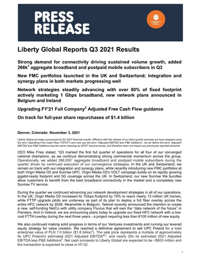 Thumbnail Liberty Global Quarterly Report 2021-q3