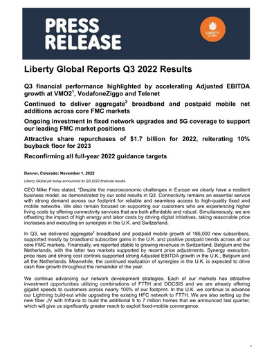 Thumbnail Liberty Global Quarterly Report 2022-q3