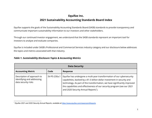 Vorschaubild Equifax ESG-Bericht 2021