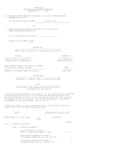 Thumbnail Equifax Quarterly Report 1998-q2
