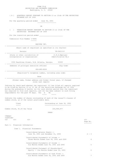 Thumbnail Equifax Quarterly Report 2001-q2