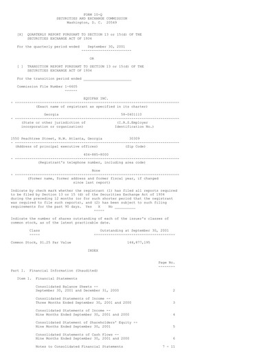 Thumbnail Equifax Quarterly Report 2001-q3