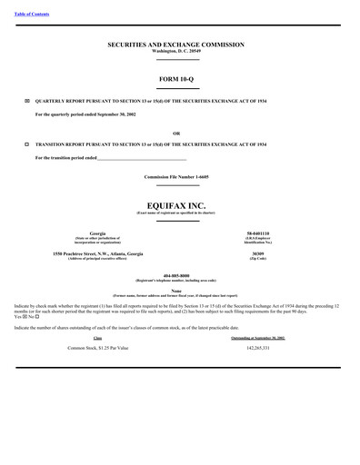 Thumbnail Equifax Quarterly Report 2002-q3