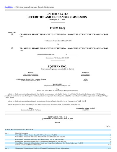 Thumbnail Equifax Quarterly Report 2003-q2