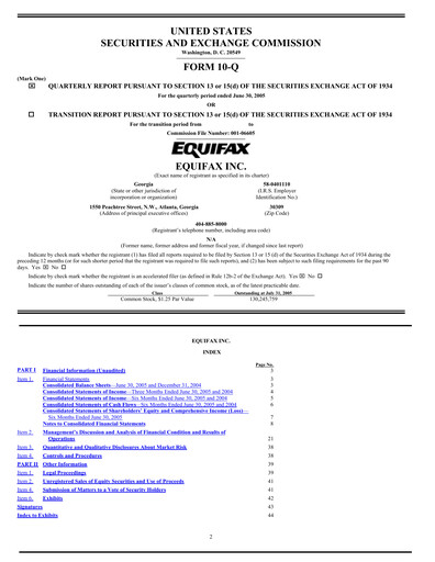 Thumbnail Equifax Quarterly Report 2005-q2