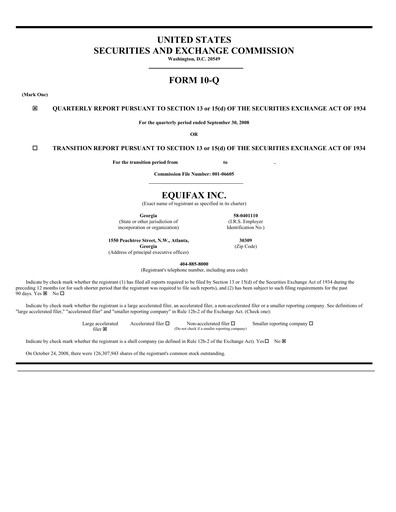 Thumbnail Equifax Quarterly Report 2008-q3
