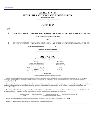Thumbnail Equifax Quarterly Report 2009-q2