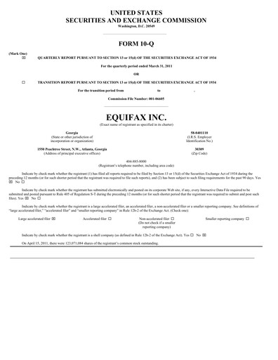 Thumbnail Equifax Quarterly Report 2011-q1