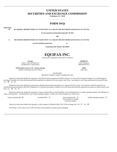 Thumbnail Equifax Quarterly Report 2011-q3