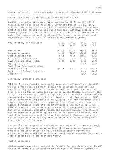 Thumbnail Nokian Tyres
 Financial Statement 2006