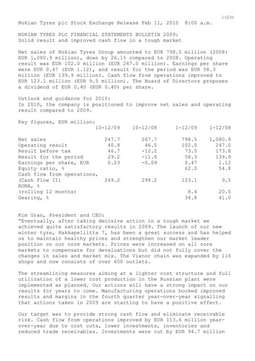 Thumbnail Nokian Tyres
 Financial Statement 2009