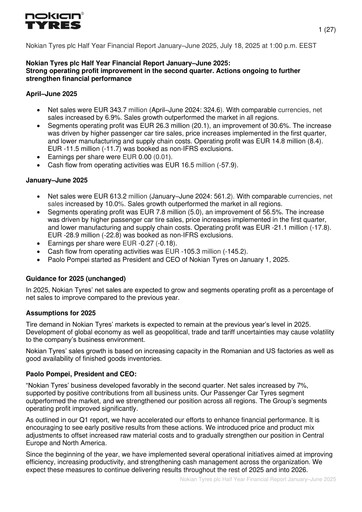 Thumbnail Nokian Tyres
 Half-year Report 2025-h1