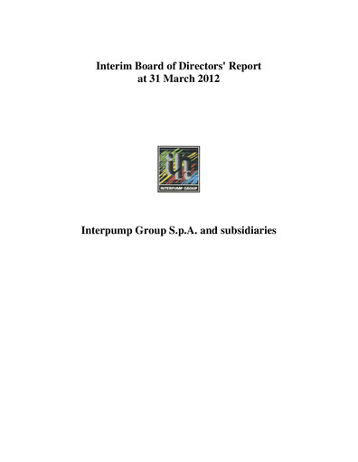 Thumbnail Interpump Group Quarterly Report 2012-q1