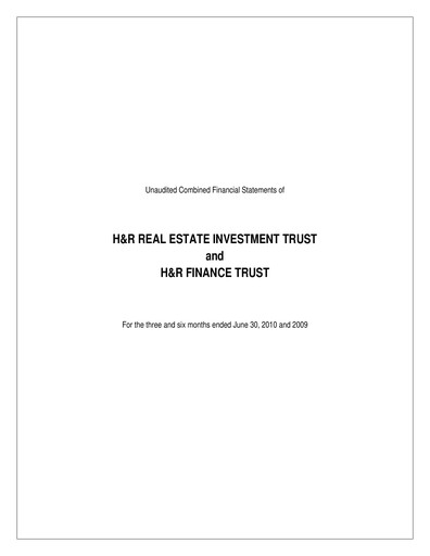 Miniature H&R REIT Rapport trimestriel 2010-q2