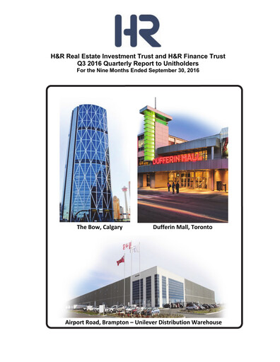 Miniature H&R REIT Rapport trimestriel 2016-q3