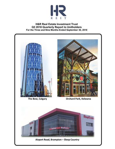 Miniature H&R REIT Rapport trimestriel 2018-q3