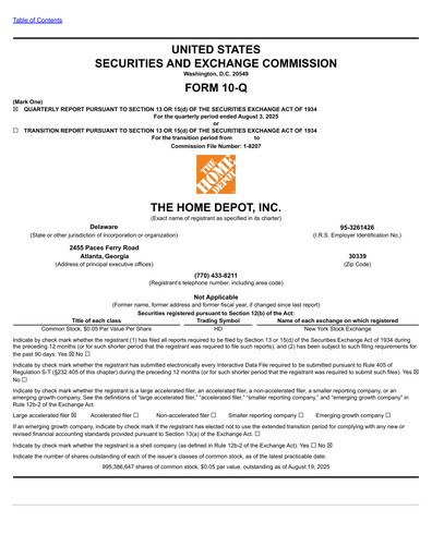 Thumbnail Home Depot Quarterly Report 2025-q2